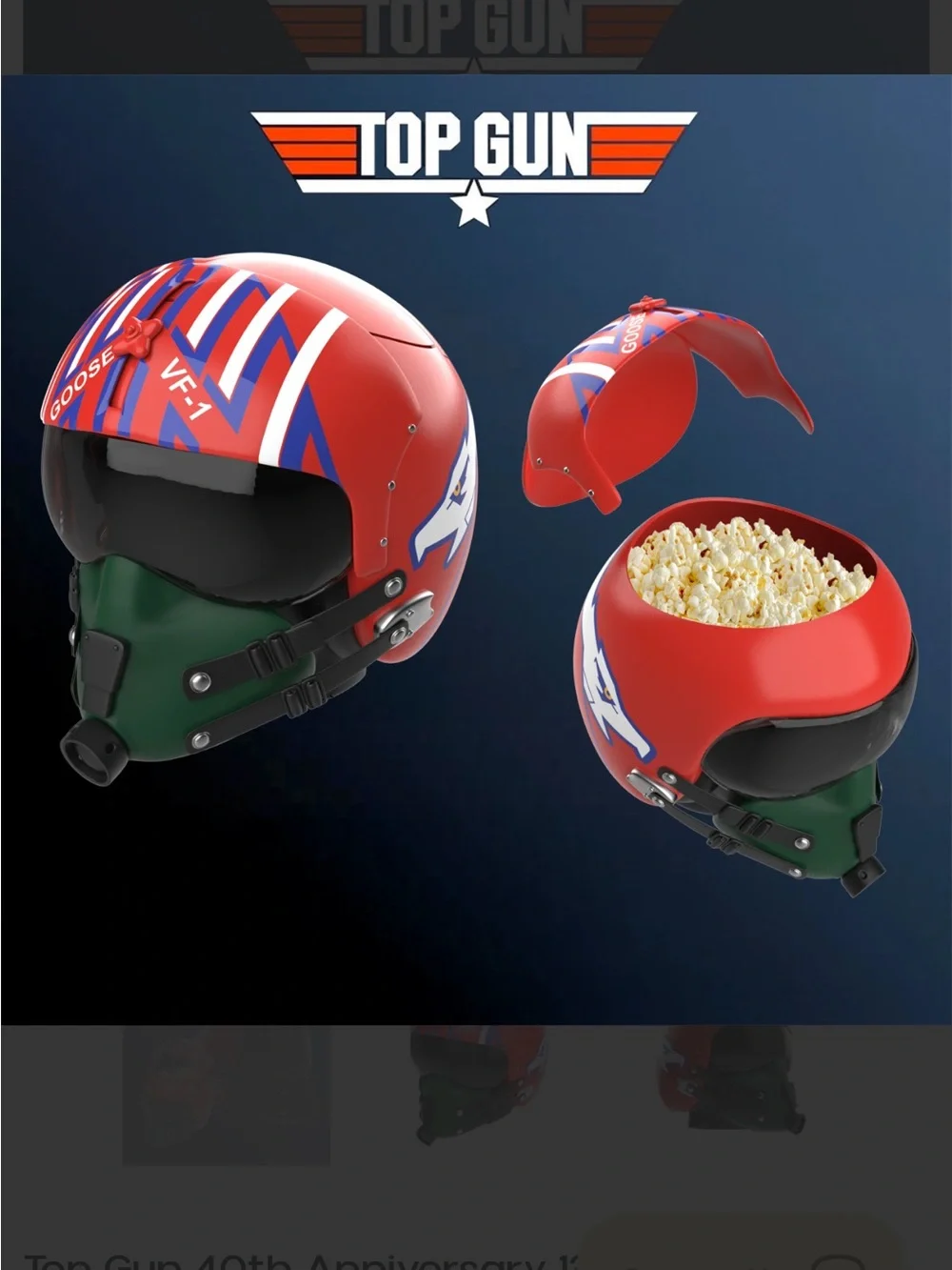 Top Gun 40th Anniversary 130oz Goose Helmet Popcorn Bucket